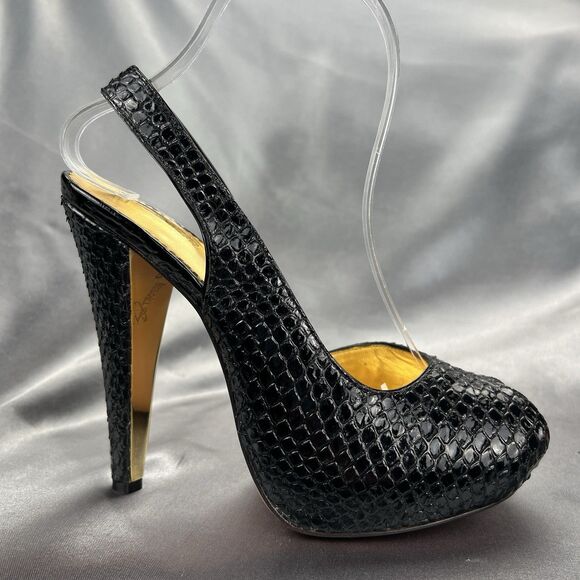 Report Signature Slingback 8.5 Snake Print Stiletto Leather Peep Toe Platform - Picture 6 of 17